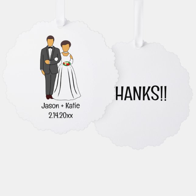 Carte Décorative Noms de mariée et de chambre Faveur de mariage (Recto/Verso)