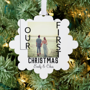 Carte Décorative Notre premier Noël ajouter nom de couple photo min