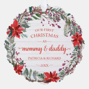Carte Décorative Notre premier Noël en tant que Maman et Papa Couro