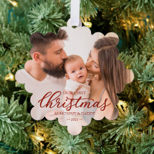 Carte Décorative Notre premier Noël en tant que maman et papa Photo