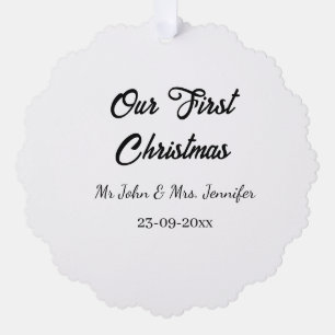 Carte Décorative Notre premier Noël, M. et Mme, nom du couple date