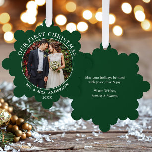 Carte Décorative Notre première photo en couple de Noël Vert