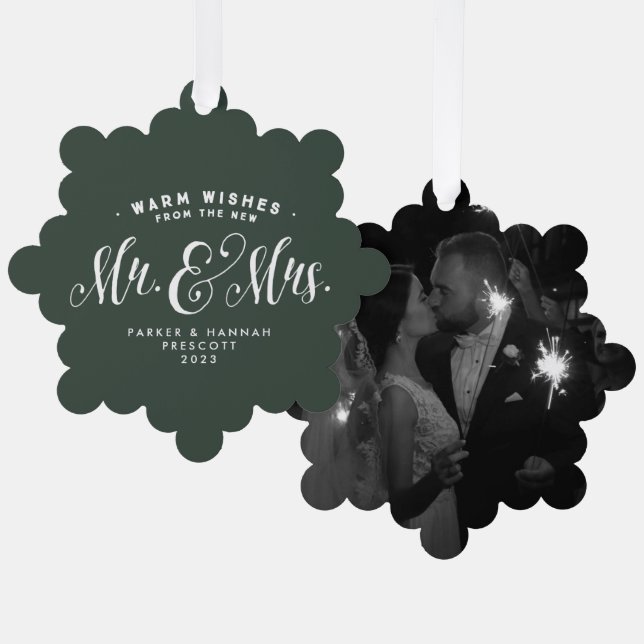 Carte Décorative Nouvelle élégante verte une photo Noël (Recto/Verso)