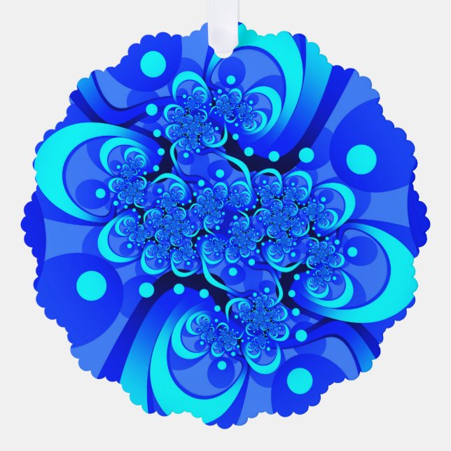 Carte Décorative Nuances de bleu Art fractal abstrait moderne (Recto)
