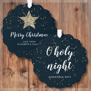 Carte Décorative O Holy Night   Gold Star