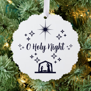 Carte Décorative O Sainte Nuit Typographie minimaliste de Noël