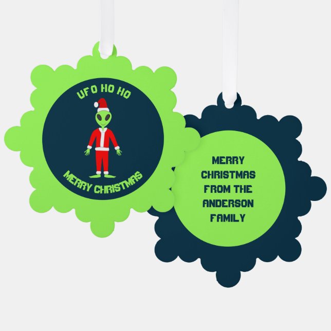Carte Décorative OVNI Ho Père Noël alien Personnalisé (Recto/Verso)