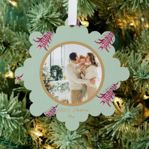 Carte Décorative Pagode rouge Sage Joyeux sapin de Noël Arbre 2 pho