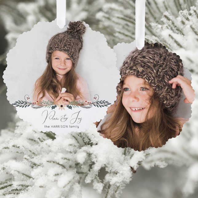 Carte Décorative Paix moderne et joie Noël Photo botanique (Créateur téléchargé)