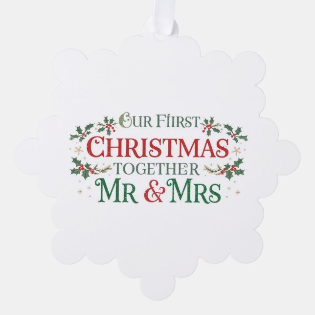 Carte Décorative Paper Ornament Card-Our First Xmas Mr & Mrs (Recto)