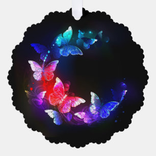 Carte Décorative Papillons de nuit Neon brillants sur arrière - pla