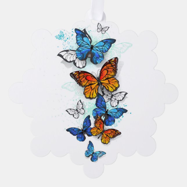 Carte Décorative Papillons volants Morpho et Monarch (Recto)