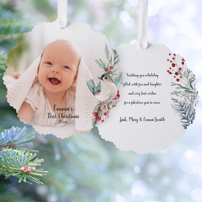 Carte Décorative Pastel Aquarelle Rustique Winter Botanique Photo (Créateur téléchargé)