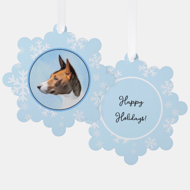 Carte Décorative Peinture de Basenji - Art Original Mignon (Recto/Verso)
