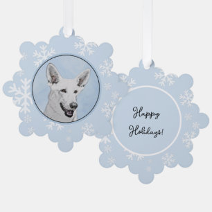 Carte Décorative Peinture de Berger Blanc - Art Original de Chien M