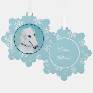 Carte Décorative Peinture de Borzoi (Blanc) - Joli Chien d'origine