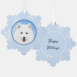 Carte Décorative Peinture Samoyed Puppy - Jolie Art Original Chien