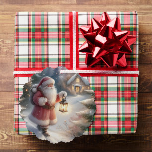 Carte Décorative Père Noël Lantern Walk Winter Cottage Scène