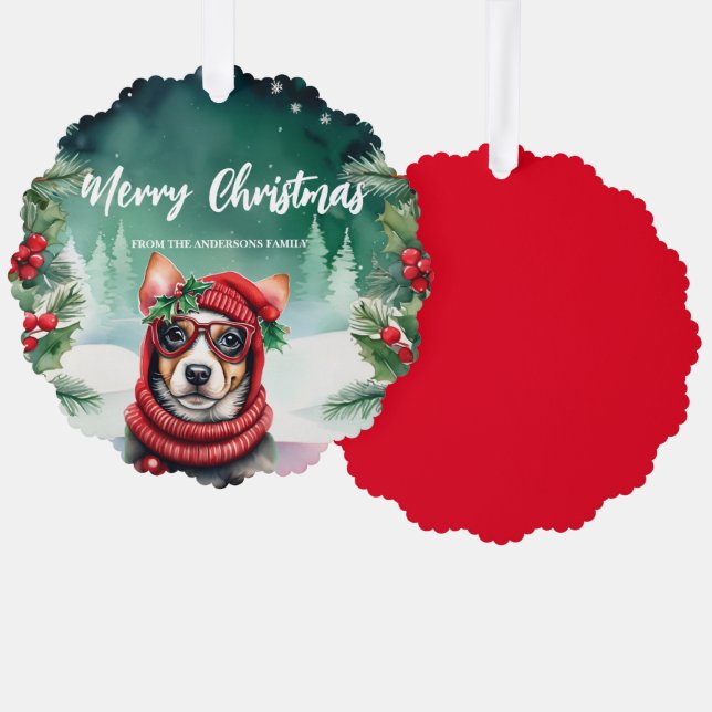 Carte Décorative Petit chien animal de compagnie Père Noël Xmas Fêt (Recto/Verso)