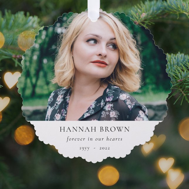 Carte Décorative Photo commémorative | En Mémoire Amoureuse Moderne (Create a beautiful photo tribute ornament card to remember someone special this holiday season)