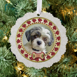 Carte Décorative Photo de chien personnalisée avec empreintes de pa