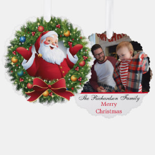 Carte Décorative Photo de famille avec nom personnalisé Père Noël N