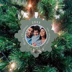 Carte Décorative Photo de famille de Noël pin blanc cône