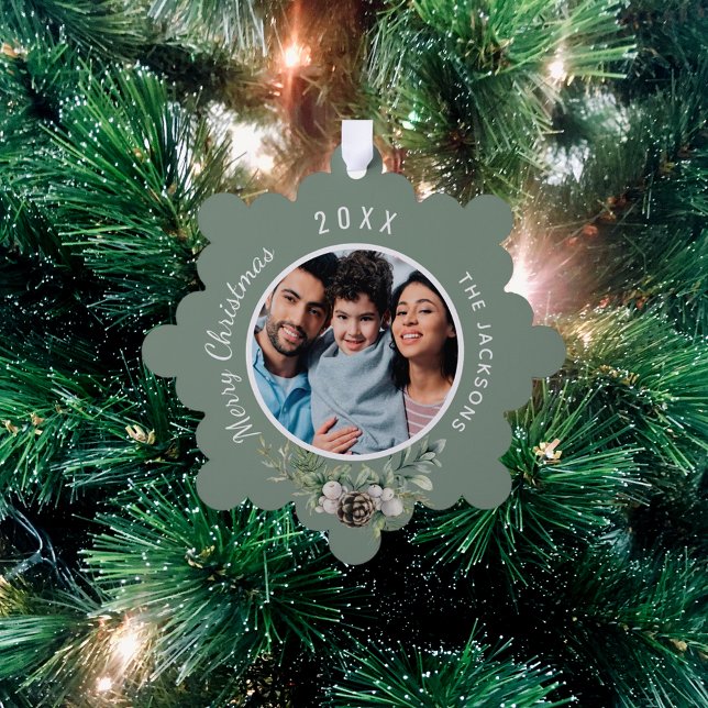 Carte Décorative Photo de famille de Noël pin blanc cône (Créateur téléchargé)