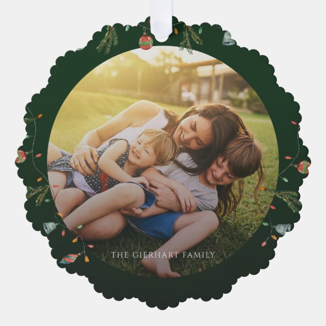 Carte Décorative Photo de famille moderne Vacances de Noël rustique (Recto)