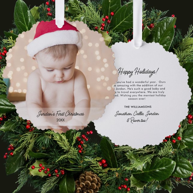 Carte Décorative Photo de Noël du bébé Texte personnalisé (Créateur téléchargé)