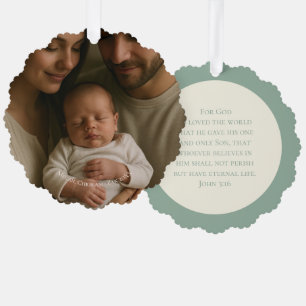 Carte Décorative Photo de Noël Moderne Élégant Sage Jean 3:16