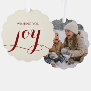 Carte Décorative Photo de Noël personnalisé 'Joie Rouge Élégante'