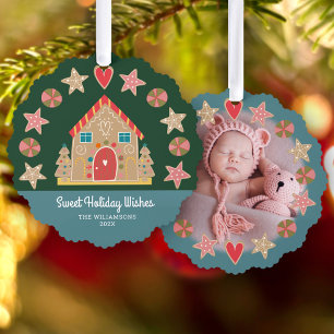 Carte Décorative Photo Gingerbread Sweet Holiday Wives Green Blue