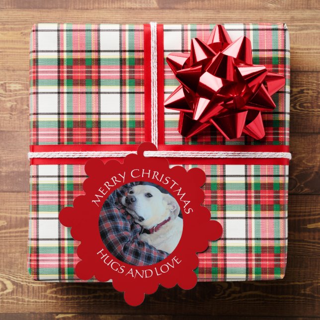 Carte Décorative Photo of Cute White Dog with Dad Merry Christmas` (Insitu (Cadeau))