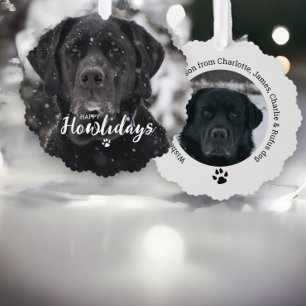 Carte Décorative Photo personnalisée de Noël Happy Howlidays Chien