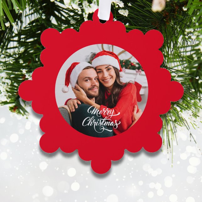 Carte Décorative Photo Red Christmas (Photo Red Christmas Ornament Card)