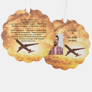 Carte Décorative Photo souvenir mémorial pilote d'avion en vol