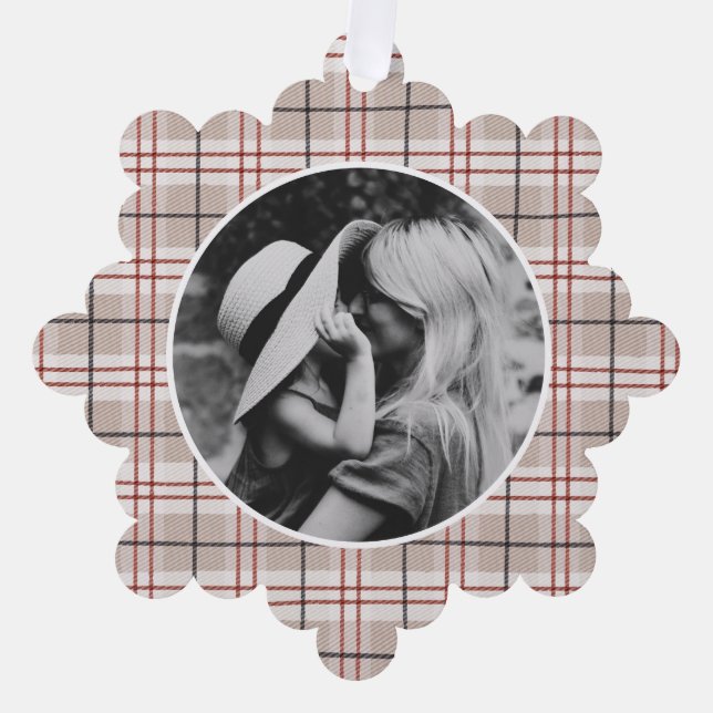 Carte Décorative Photo Tartan Beige Tartan Dessinée À La Main (Recto)