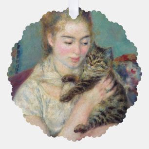 Carte Décorative Pierre-Auguste Renoir - Femme au chat