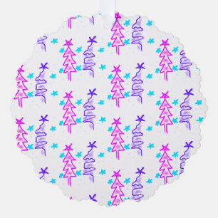 Carte Décorative Pink violet doodé noël arbre étoiles vacances pa