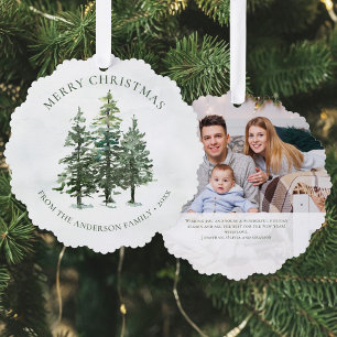 Carte Décorative Pins d'aquarelle rustique Noël