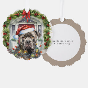 Carte Décorative Pitbull à Santa Hat Porte d'entrée Noël