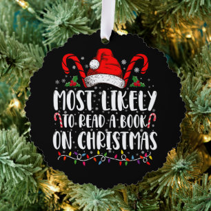 Carte Décorative Plus susceptible de lire un livre à Noël
