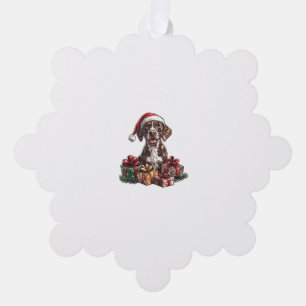 Carte Décorative Pointeur à cheveux allemand Santa Hat Noël GSP