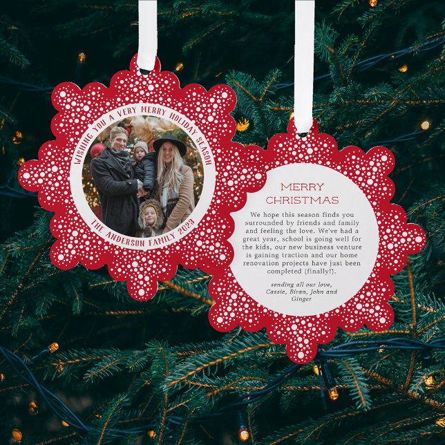 Carte Décorative Points Blizzard Neige Rouge Vacances photo Neige (Créateur téléchargé)