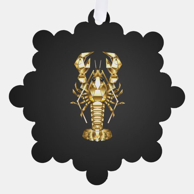 Carte Décorative Poisson à langouste polygonale dorée sur noir (Recto)