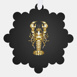 Carte Décorative Poisson à langouste polygonale dorée sur noir