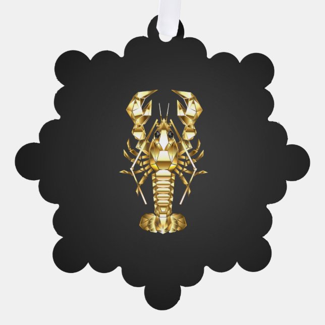 Carte Décorative Poisson à langouste polygonale dorée sur noir (Recto)