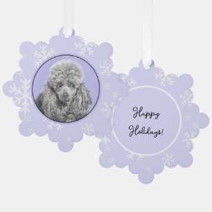 Carte Décorative Poodé Jouet miniature Argent gris bleu Chien Art