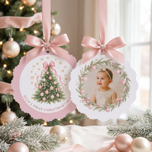 Carte Décorative Premier Noël de Bébé Fille